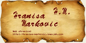 Hraniša Marković vizit kartica
